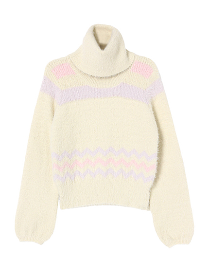【dazzlin】ジグザグボーダータートルニットTOPS