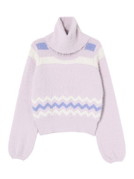 【dazzlin】ジグザグボーダータートルニットTOPS