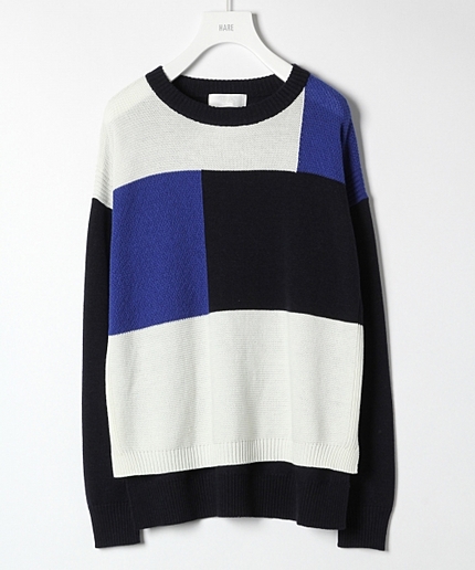 【LADIES】12Gブロッキングニット