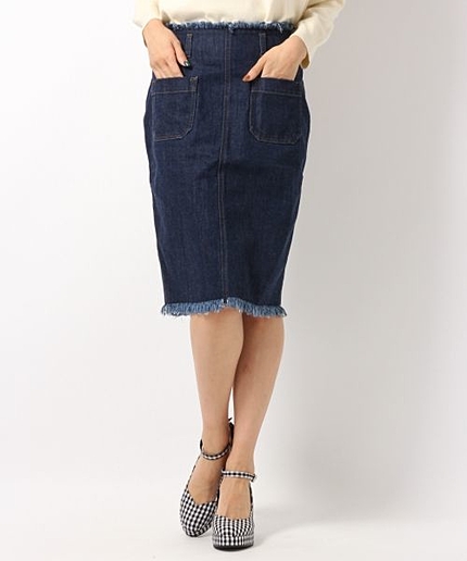 【3/4ヒルナンデス放映アイテム】フリンジデニムタイトスカート