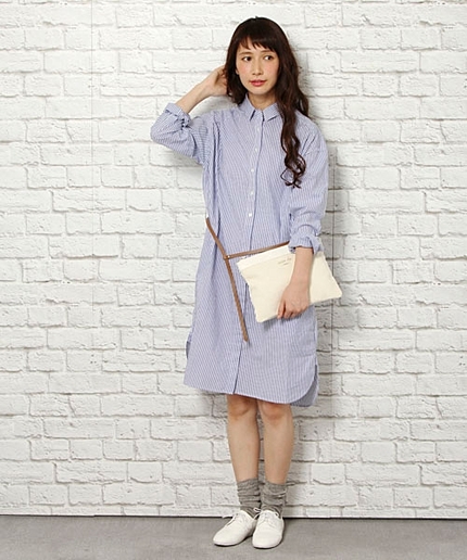 60マーセライズベルト付きシャツワンピース