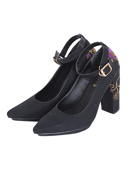 Flowerエンブロイダリーヒールパンプス