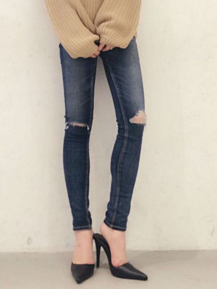 KNEE ダメージデニムパンツ