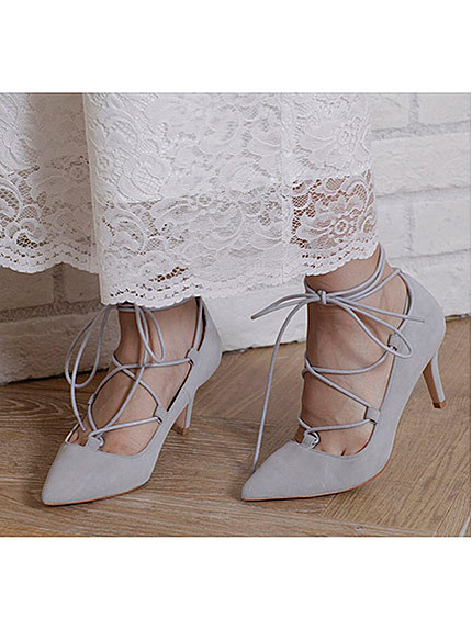 レースアップパンプス