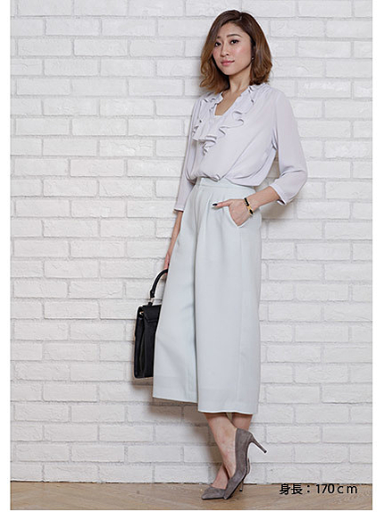 マオカラ―ラッフルブラウス