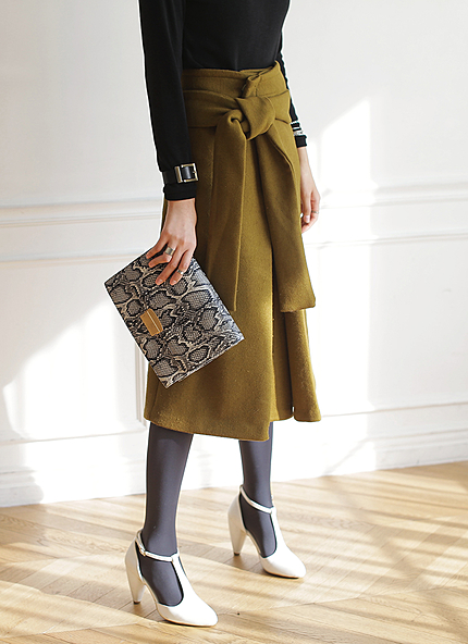 ウールラップミモレ丈スカート・全2色・r18150