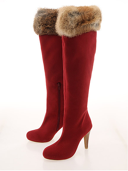 ファー付きロングブーツ