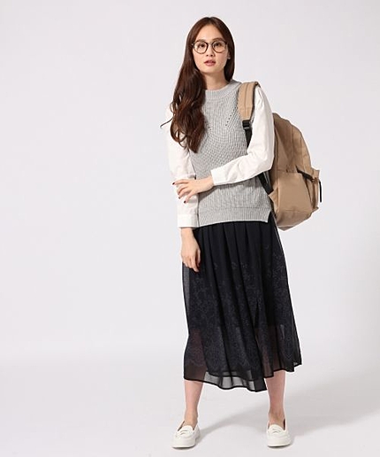 シフォンフェイクレイヤースカート