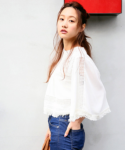 レースフリンジブラウス
