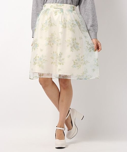 【人気カラー再入荷】オーガンジーフラワースカート