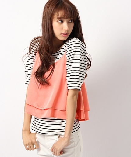 サテンティアードキャミ