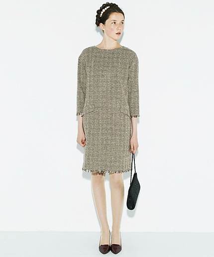 CR TWEED フリンジ PK ワンピース