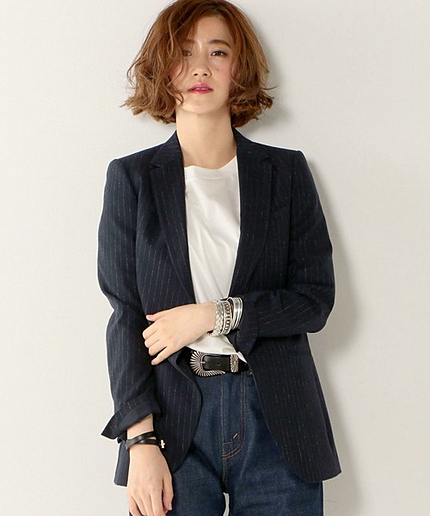 UGMM ストライプ 1ボタン ジャケット