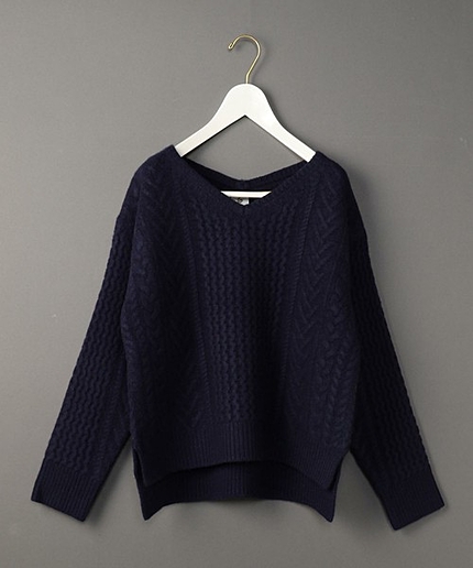 ＜6(ROKU)＞CABLE V NECK KNIT/ﾆｯﾄ