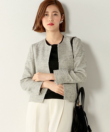 UBBT C/W MIX/TWEED ノーカラー ジャケット