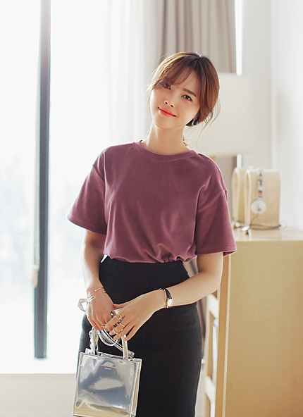 ベロア調素材オーバーサイズTシャツ・全3色・b45577