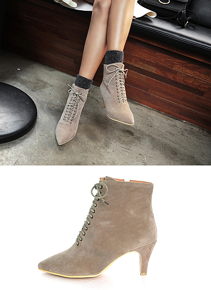 ポインテッドトゥレースアップアンクルブーツ・全2色・s45558