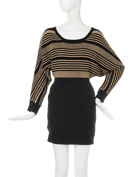 メニーラインニットドルマンワンピース