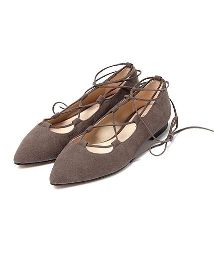 レースアップフラットシューズ