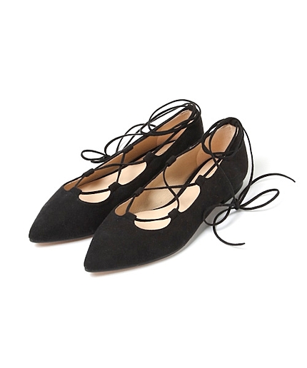 レースアップフラットシューズ