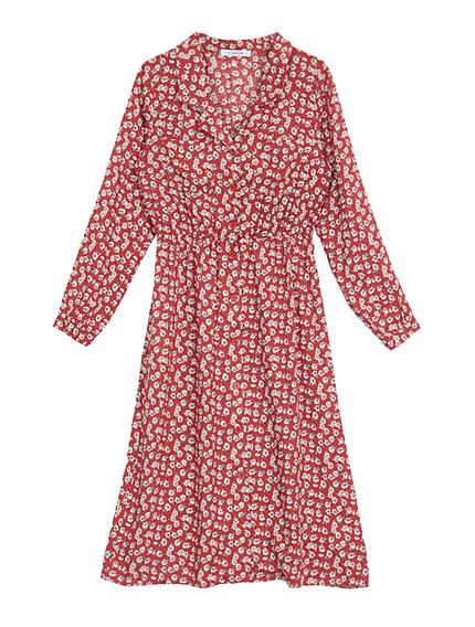 花柄シャツワンピース