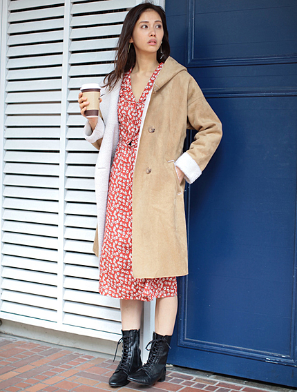 花柄シャツワンピース
