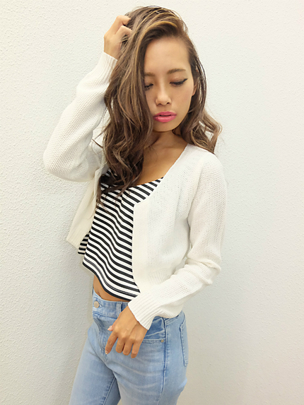 ワッフルニットショートカーデ