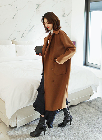 ワイドラペルダブルブレストロングコート・全3色・t45574