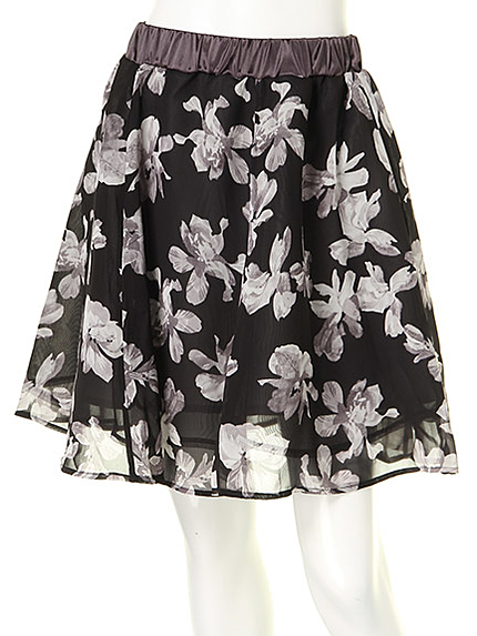 花柄シフォンフレアスカート