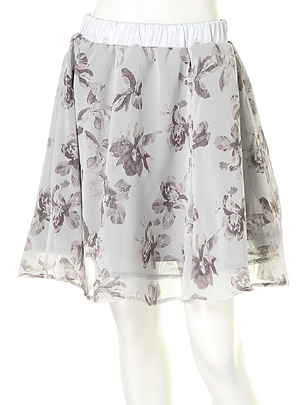 花柄シフォンフレアスカート