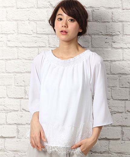 スカラレースギャザープルオーバー