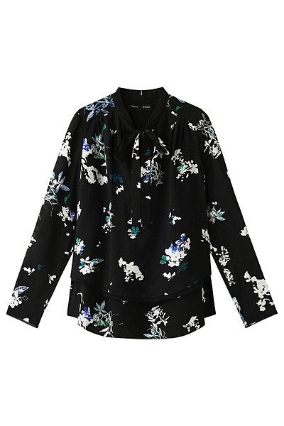 フラワープリントボウタイブラウス