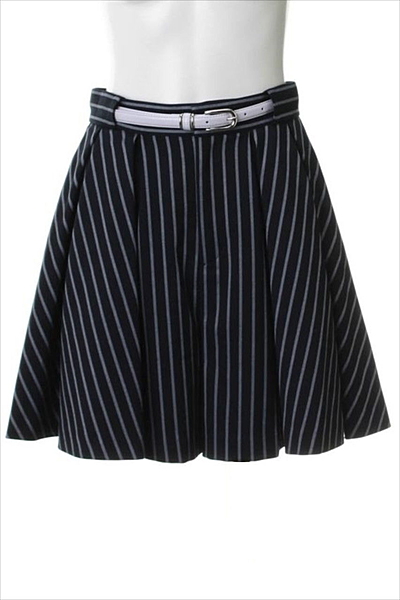 ベルト付ストライプタックキュロット