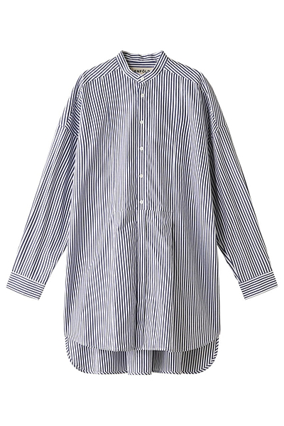 ストライプスタンドカラーシャツ