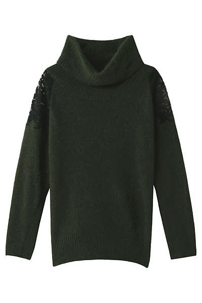 7Gアンゴラ混レース切替オフタートルプルオーバー