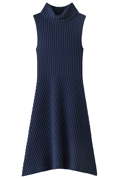 タートルネックリブ編ノースリーブワンピース