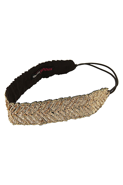 ビーズフェザーヘアバンド