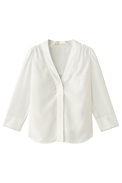 Vネックギャザーブラウス