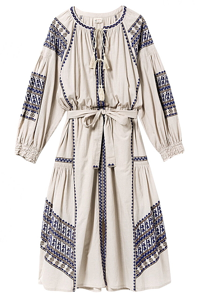 【navasana】キャンブリックマルチ刺繍ロングワンピース