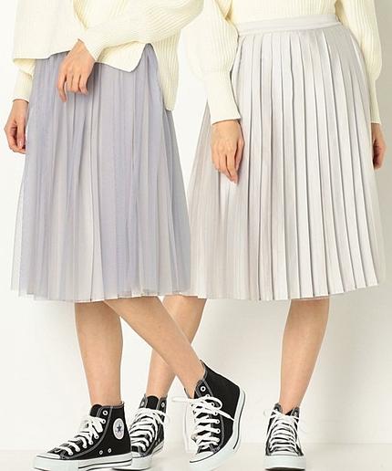 【予約】【展開店舗限定】チュールプリーツリバーシブルスカート/ aeBFC チュール×プリーツRV SK