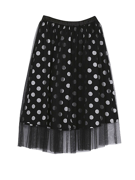 ドットチュールミディスカート