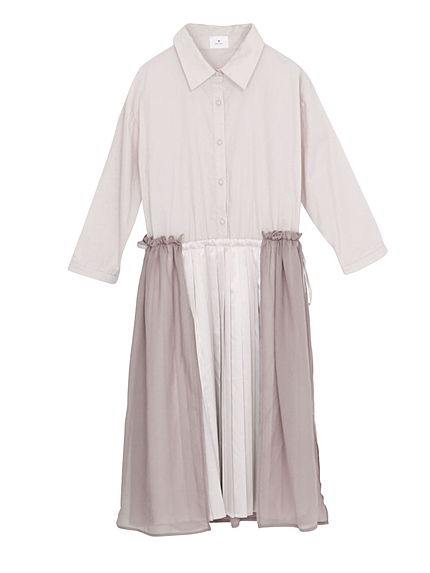シフォン重ねシャツワンピース