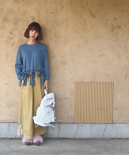 チュールちらりワイドパンツ