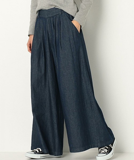 タックワイドパンツ コバルトブルー/ AEBC TUCK WIDE PT75