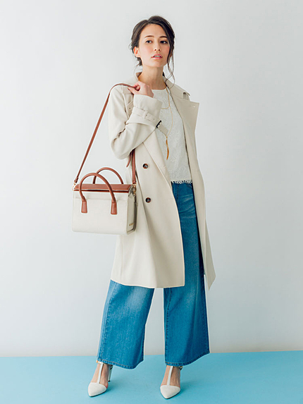 【BSC】 ダブルクロスミディ丈トレンチコート