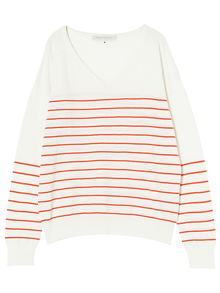 【BSC】 ベーシックVネックボーダーニット