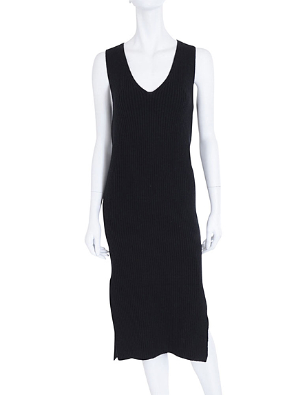 Vカットリブワンピース