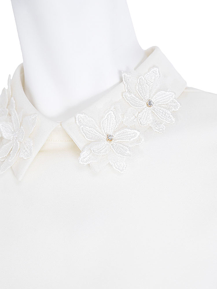 【BSC】 フラワーモチーフジョーゼットブラウス