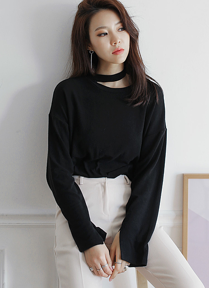 ネックラインカットアウトTシャツ・全4色・t45628