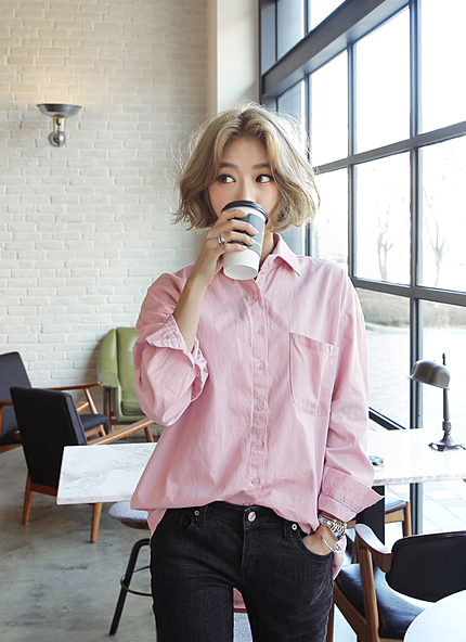 オーバーサイズコットンシャツ・全4色・b43518